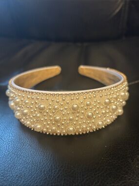 Pearl & Rhinestone Embellished Padded Headband